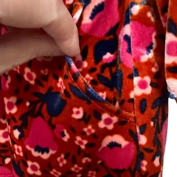 Cat & Jack Red & Pink Velvet floral Tie Front Dress 12M - Picture 6 of 7